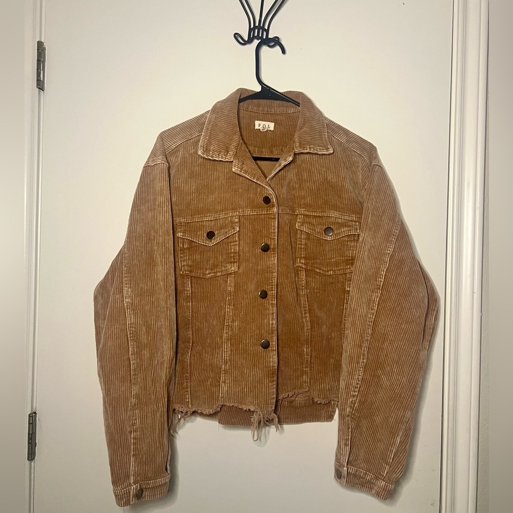 POL Frayed Hem Corduroy Trucker jacket.
